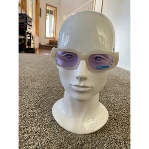 Dot Dash Polarized Sunglasses White Frame Purple Lenses Eyewear Outdoor